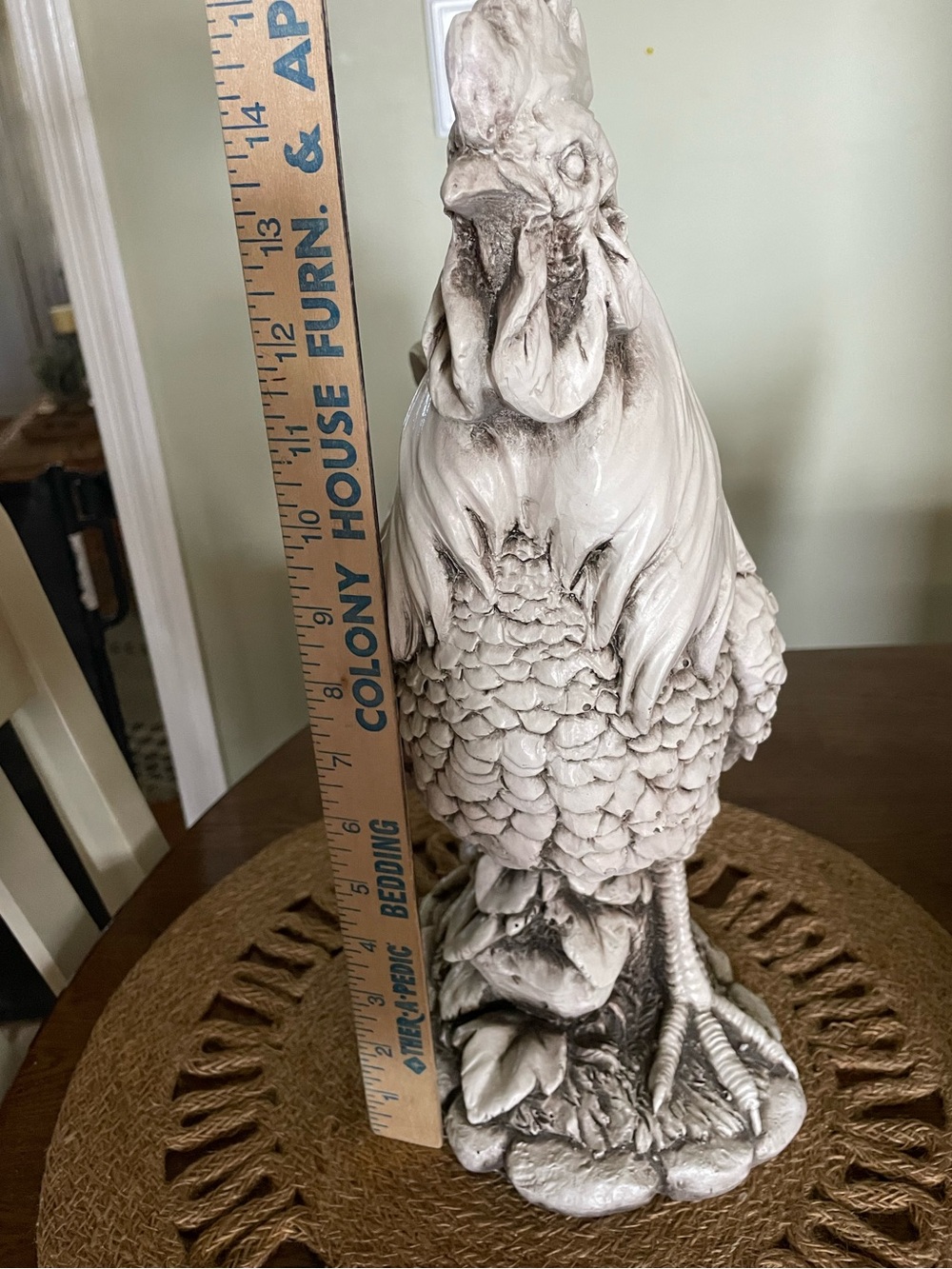 Handcrafted Rooster Sculpture – Neutral Beige Farmhouse Accent - Picture 5 of 5